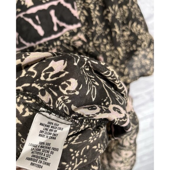 SUNNER Women's Brown Silk Dolman Floral Boho Blouse Size Small - Picture 4 of 5